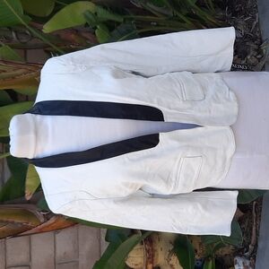XOXO white black faux leather blazer jacket extra large